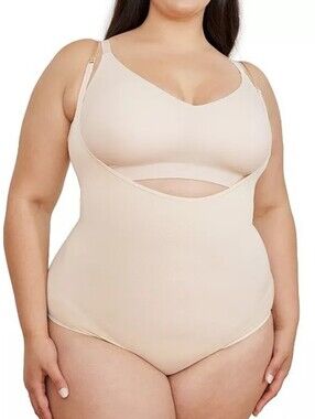 Shapermint Essentials Open Bust Bodysuit Shaper Panty Beige XL